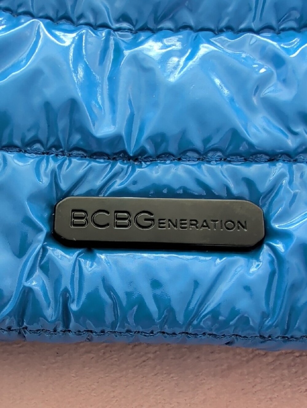 BCBGeneration Bright Blue Quilted Belt Bag with Branded Strap - Picture 2 of 4